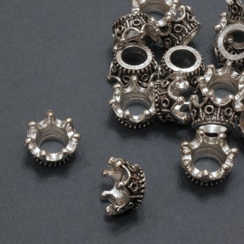 Koncovka, bižuterní komponenty 'Koruna' – barva kovu: stříbrná, průměr 11×6 mm (+/-) balení 20 g, 17 ks (+/-)