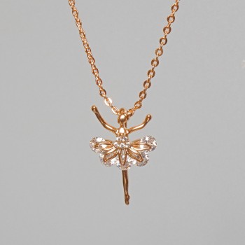 Ланцюжок "Балерина" Xuping з підвіскою з білими стразами, діаметр 12х17, 5мм+-, довжина 45-50см+-, товщина 1мм+