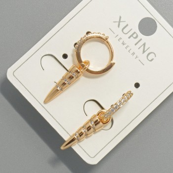 Náušnice Xuping se bílými štrasovými kameny, průměr 5×19 mm, délka 27 mm, pozlacené 18K
