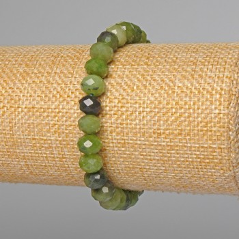 Náramek z přírodního jadeitu, brusované rondely, průměr 8×6,5 mm, délka 18 cm ± (elastický)