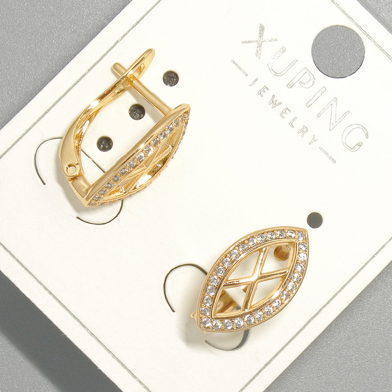 Náušnice Xuping se bílými štrasovými kamínky, průměr 9×15,5 mm, pozlacení 18K