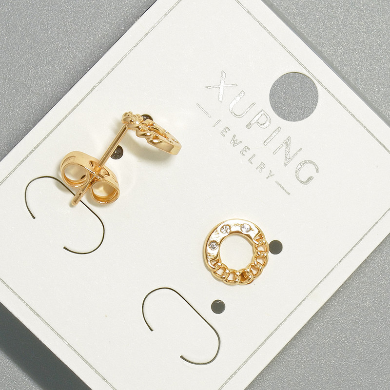 Náušnice pecky Xuping se štrasovými bílými kamínky, průměr 8 mm, 18K pozlacení