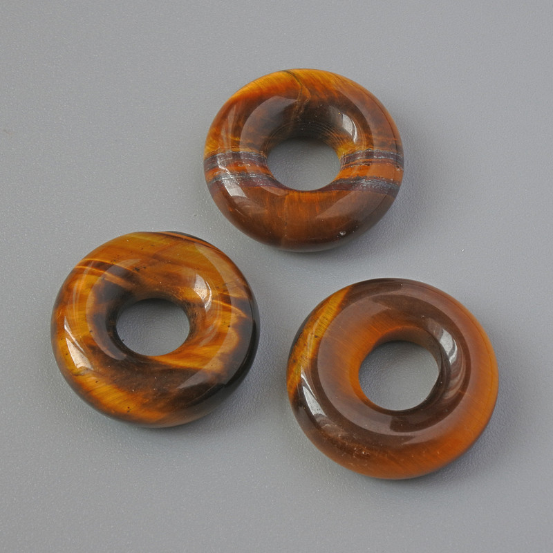 Donutový korálek z tygrova oka, přírodní kámen, průměr 15×4 mm, průměr díry 5,2 mm