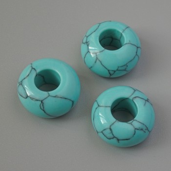 Korálek Pandora Tyrkysová, průměr 14×7 mm, průměr dírky 5,5 mm+