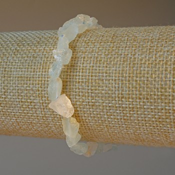 Náramek z horského křišťálu a akvamarínu, přírodní nezpracovaný kámen, brusované korálky, průměr 6×8 mm, délka 18 cm, elastický