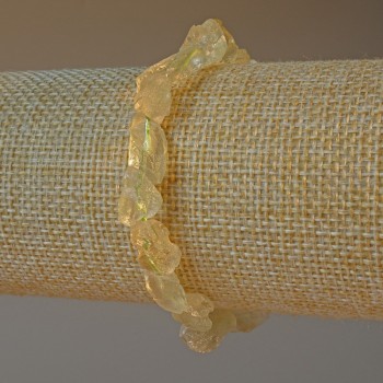 Náramek z citrínového křemene, přírodní neošetřený kámen, brusované korálky, průměr 6×9 mm, délka 18 cm (elastický)