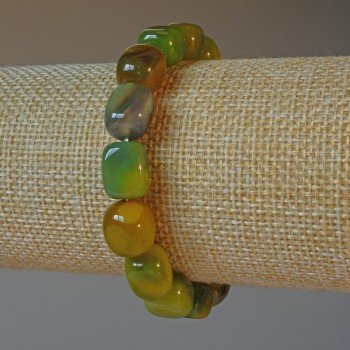 Náramek z achátu – přírodní kámen, hranaté korálky 9×12 mm, délka 18 cm ± (elastický)