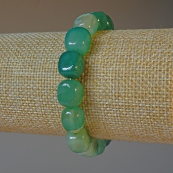 Náramek z salátově zeleného achátu, přírodní kámen, hranolky, průměr 9×12 mm, délka 18 cm, elastický