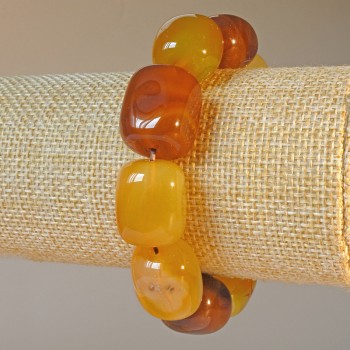 Náramek z hnědého achátu, přírodní kámen, korálky ve tvaru obdélníků, rozměry 15×19 mm, délka 18 cm, elastický