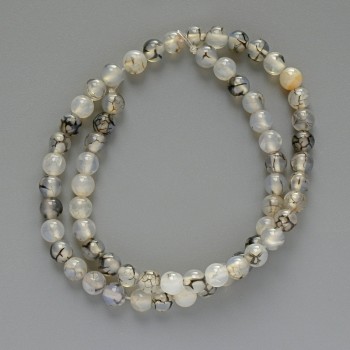 Korálky achátu dračí žíly, hladké kuličky, 6 mm, délka 36 cm, na vlascu