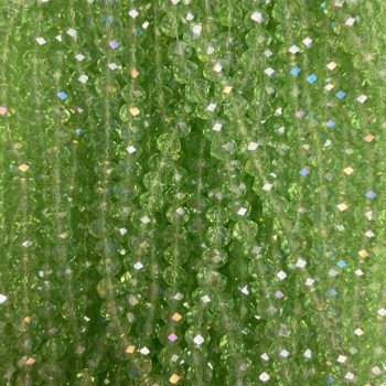 Korálky z českého křišťálu, salátové brusované rondely s benzínovým leskem, průměr 6×5 mm, délka 42 mm, na niti