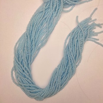 Modré broušené korálky z českého křišťálu, rondely, průměr 3×2,5 mm, délka 38 mm ±, na niti