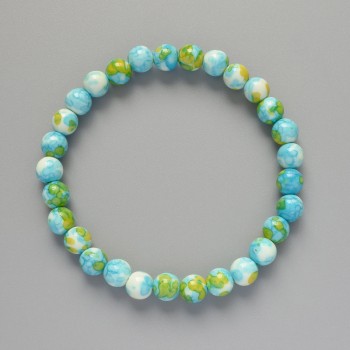 Náramek „Variscit“ (umělý akryl) modro-bílo-žluté barvy, hladké kuličky, průměr 6,5 mm, délka 18 cm ± (elastický)
