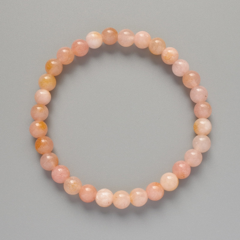 Náramek tonovaného růžového křemene, hladké korálky, průměr 6,5 mm, délka 18 cm ± (elastický)