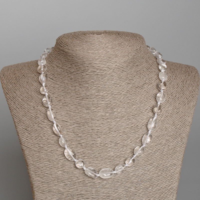 Náhrdelník z horského křišťálu – broušené korálky, průměr 9×12 mm, délka 48 cm
