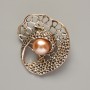 Brož Akcent se žlutou korálkou a zlatistým kovem 41 × 39 mm