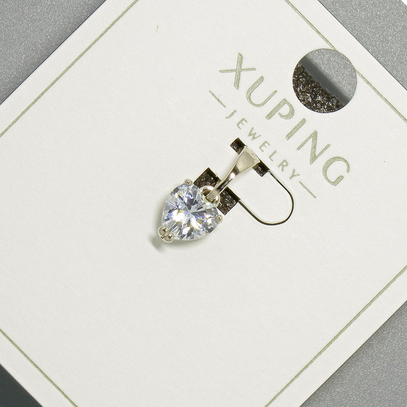 Přívěsek 'Srdce' Xuping s bílým krystalem, průměr 6 mm, délka 14 mm, rhodiovaný