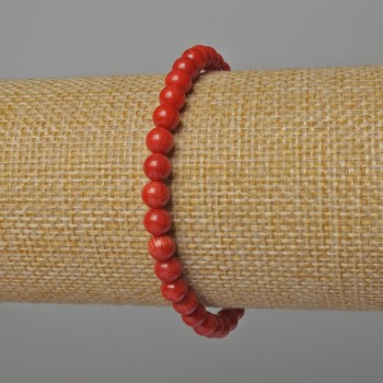 Náramek z korálu, přírodní, hladká kulička, průměr cca 5 mm, délka 18 cm (elastický)