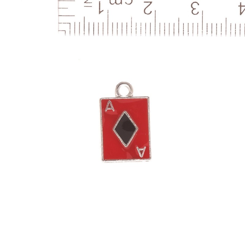 Kovové komponenty pro šperky — Přívěšek Eso kárové 11×17 mm, balení 5 ks