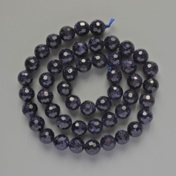 Aventurínové korálky «Noční Káhira», syntetické, brusované, průměr 8 mm, délka 37 cm, na niti