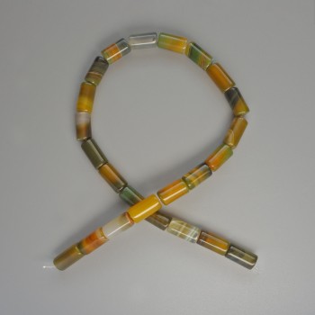 Korálky z achátu, cylindrické, přírodní kámen, rozměry 8×16 mm, délka 38 cm, na niti