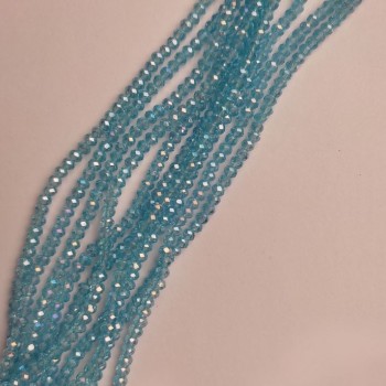 Korálky z českého křišťálu na vlásence modré s benzínovým leskem, brusované rondely, průměr cca 3,5×2,5 mm, délka 38 cm +