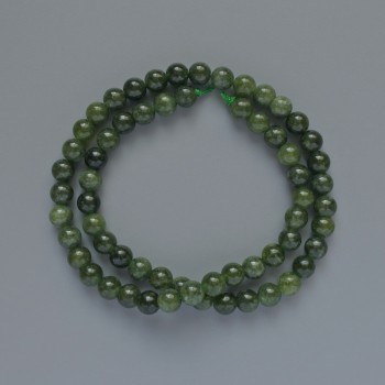Jadeitové korálky z přírodního kamene, hladké kulové korálky, průměr 6 mm ±, délka 37 cm na niti