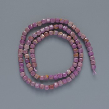 Korálky fosfosideritu z přírodního kamene, facetované kubické, průměr 4 mm, délka cca 39 cm na niti