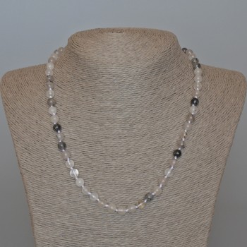 Náhrdelník z rutilitového křemene vlasatý, přírodní kámen, hladká kulička, průměr 6,5 mm, délka 48 cm