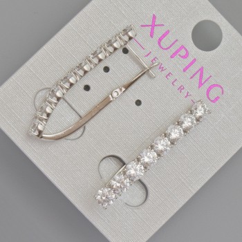 Náušnice Xuping se bílými krystaly, průměr 32×4 mm, rhodiované