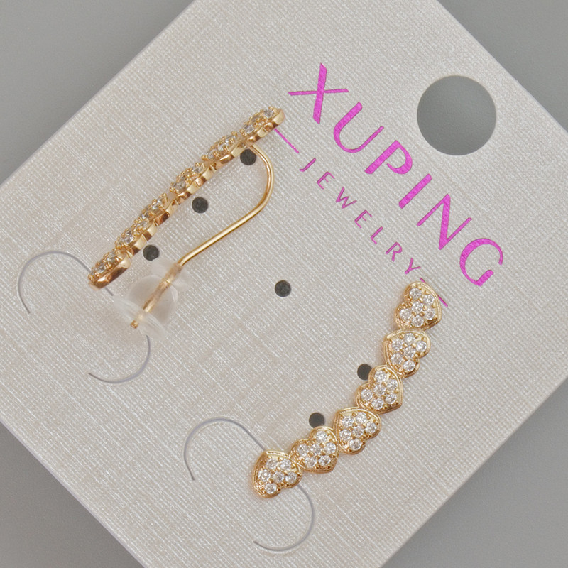 Náušnice Xuping „Srdce“ se bílými kamínky, průměr 22×4 mm ± bez zapínání, pozlacené 18K