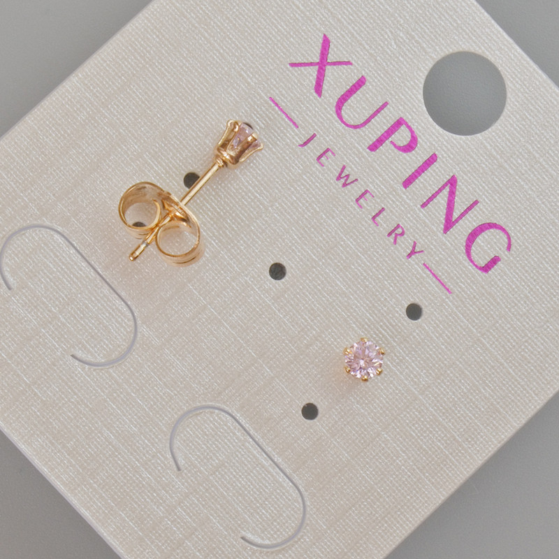 Náušnice pecky Xuping s růžovým krystalem, průměr cca 4 mm, pozlacení 18K