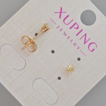 Náušnice pecky Xuping se žlutým krystalem, průměr 4 mm ± pozlacené 18K