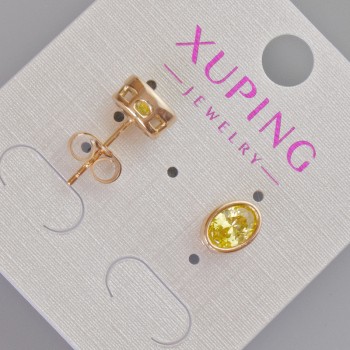 Náušnice pecky Xuping se žlutým krystalem, průměr 8,5 × 6,5 mm, pozlacené 18K