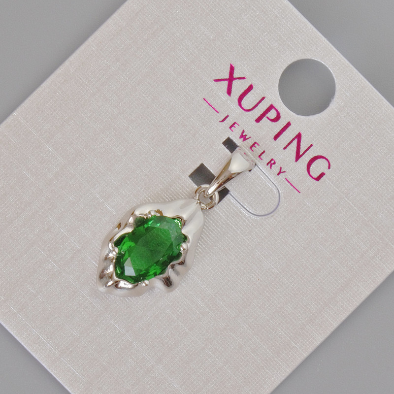 Přívěšek Xuping se zeleným krystalem, průměr 24×11 mm, rhodiovaný