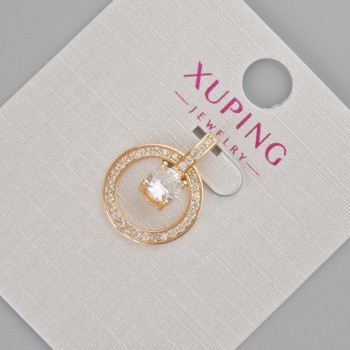 Кулон Xuping з білими стразами та кристалом, діаметр 19х14мм+- Позолота 18К