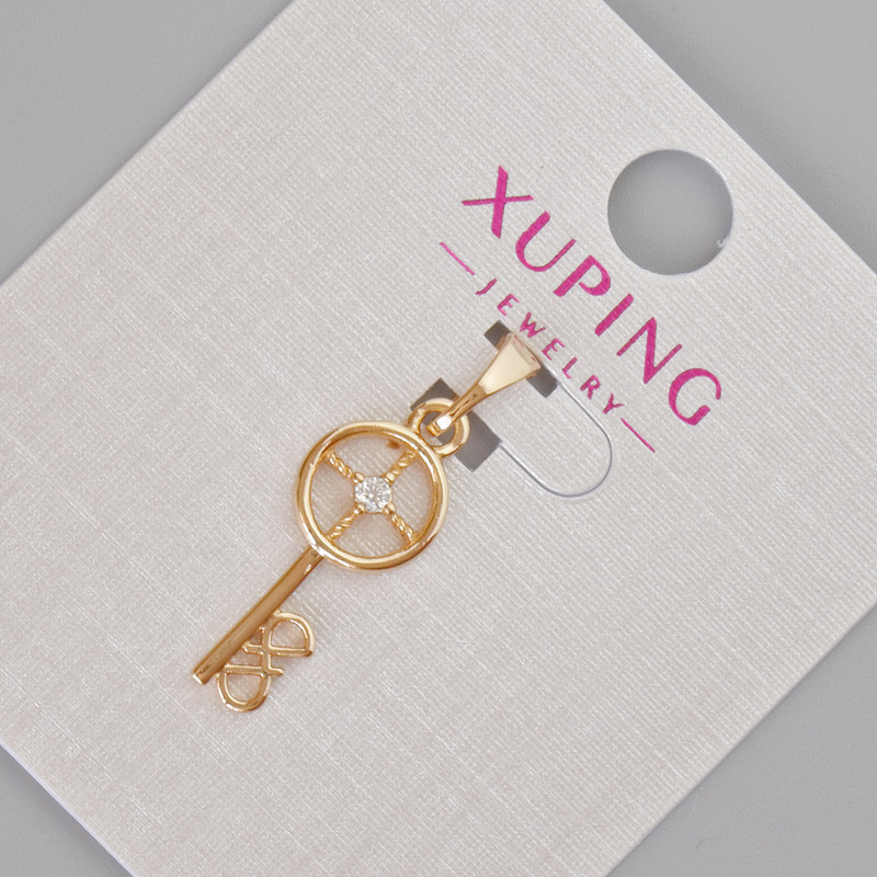 Přívěšek Xuping „Klíč“ se bílými krystaly, rozměr 26 × 8 mm, pozlacení 18K