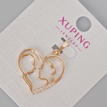 Přívěsek Xuping "Srdce" s bílými štrasovými kamínky, průměr 28×21 mm, pozlacený 18K