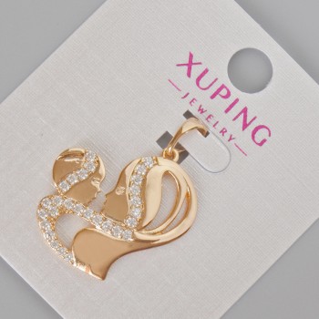 Přívěšek Xuping «Máma s miminkem» se štrasami, průměr 28×23 mm, pozlacený 18K