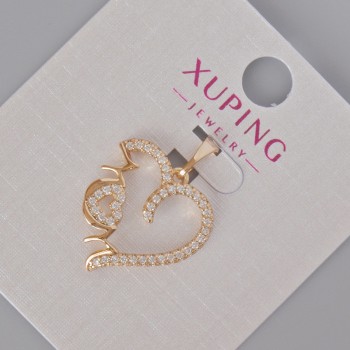 Přívěsek Xuping „Srdce“ s bílými štrasovými kamínky, rozměr 23×18 mm ± Pozlacení 18K