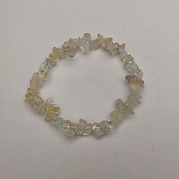 Náramek mix horského křišťálu a citrínu, drobné kousky kamene o rozměrech 8×3 mm, délka 18 cm, elastický