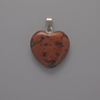 Кулон Серце Обсидіан, діаметр 20х20х6мм+-, довжина 28мм+