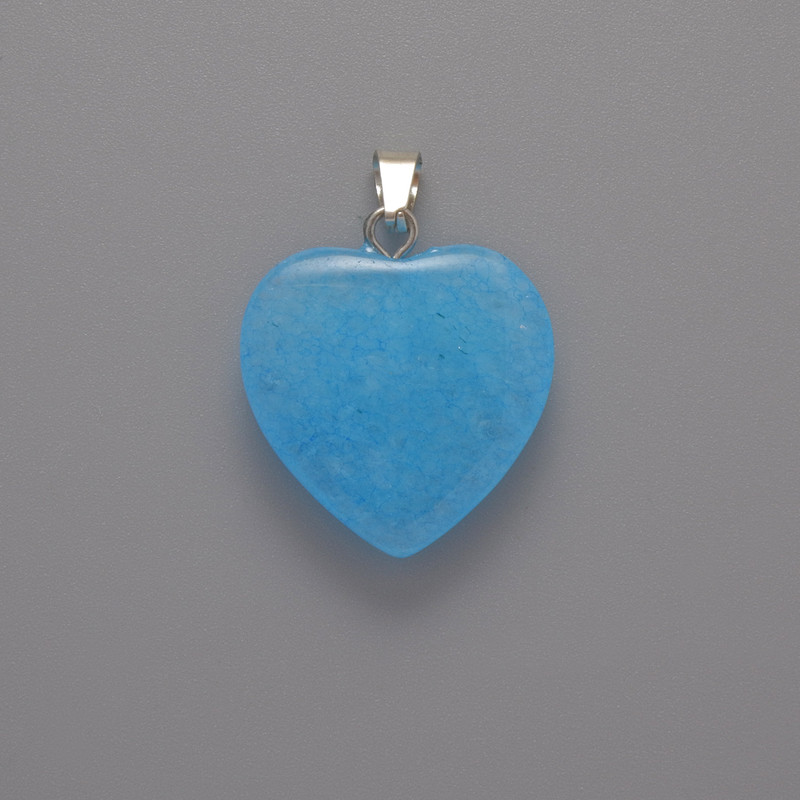 Přívěšek Srdce z akvamarínu, rozměry 20×20×6 mm, délka 28 mm +/-