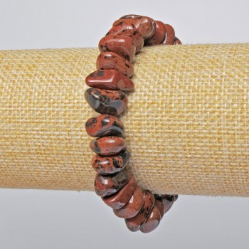 Náramek z obsidiánu, přírodní kámen, brusované korálky, průměr 15×7 mm, délka 18 cm, elastický