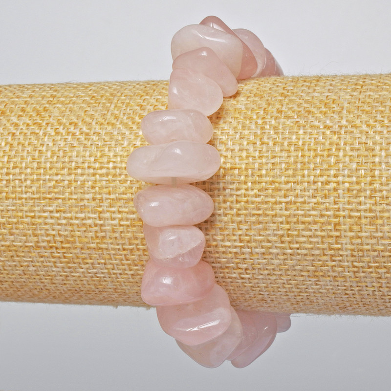 Náramek z růžového křemene, přírodní kámen, facettované korálky, průměr 15×7 mm ±, délka 18 cm ± (elastický)