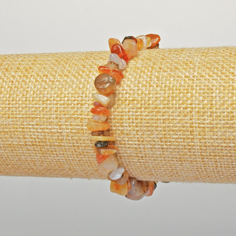 Náramek z oranžového achátu, přírodní kámen, drobné kousky, průměr 7×4 mm, délka 18 cm, elastický