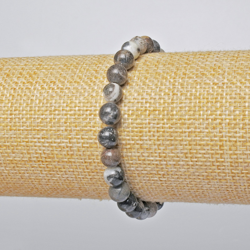 Náramek z přírodního jaspisu – hladké kuličky, průměr 6,5 mm, délka 18 cm, elastický