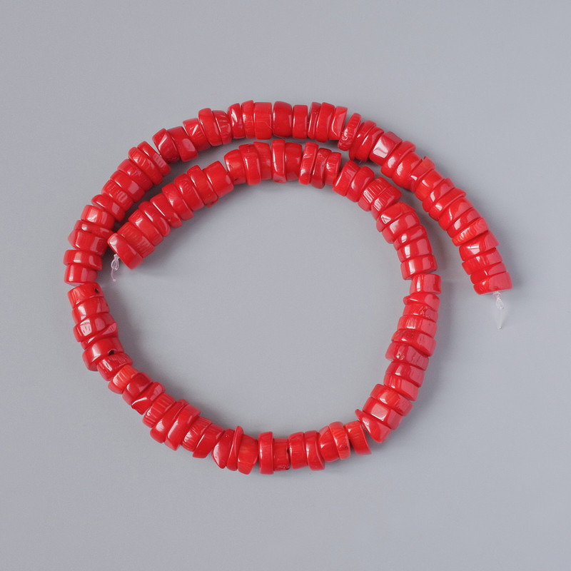 Korálové korálky z přírodního korálu, broušené, 11×4 mm, délka 40 cm, na niti