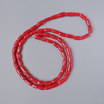 Korálové korálky z přírodního korálu, broušené, průměr 19–28×8–12 mm, délka 110 cm, navlečené na niti
