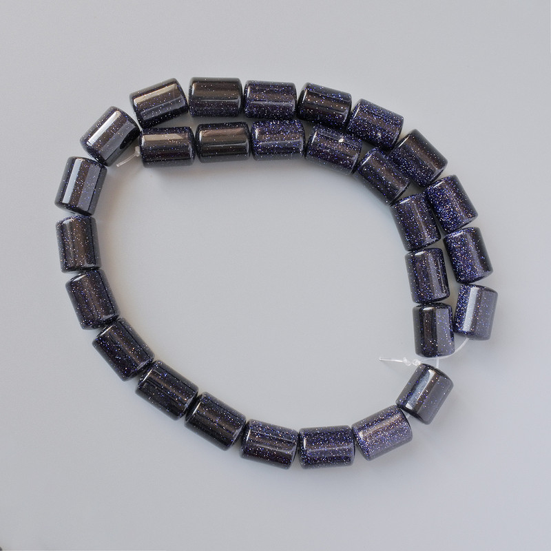 Korálky aventurín Noční Káhira cylindrické 10×13 mm
